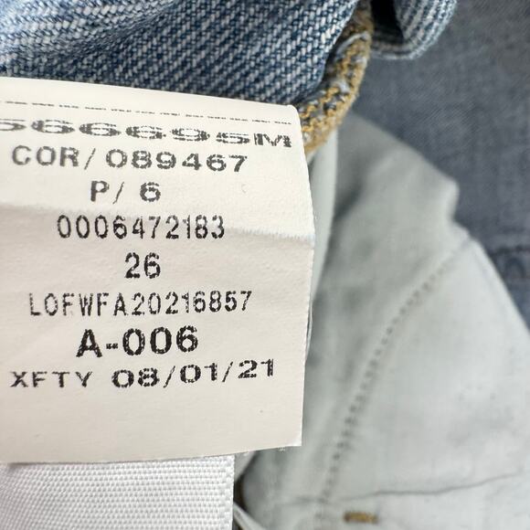 Loft Women's Blue Distressed High Rise Cotton The 90s Straight Jeans Size 26/2 - Picture 10 of 12